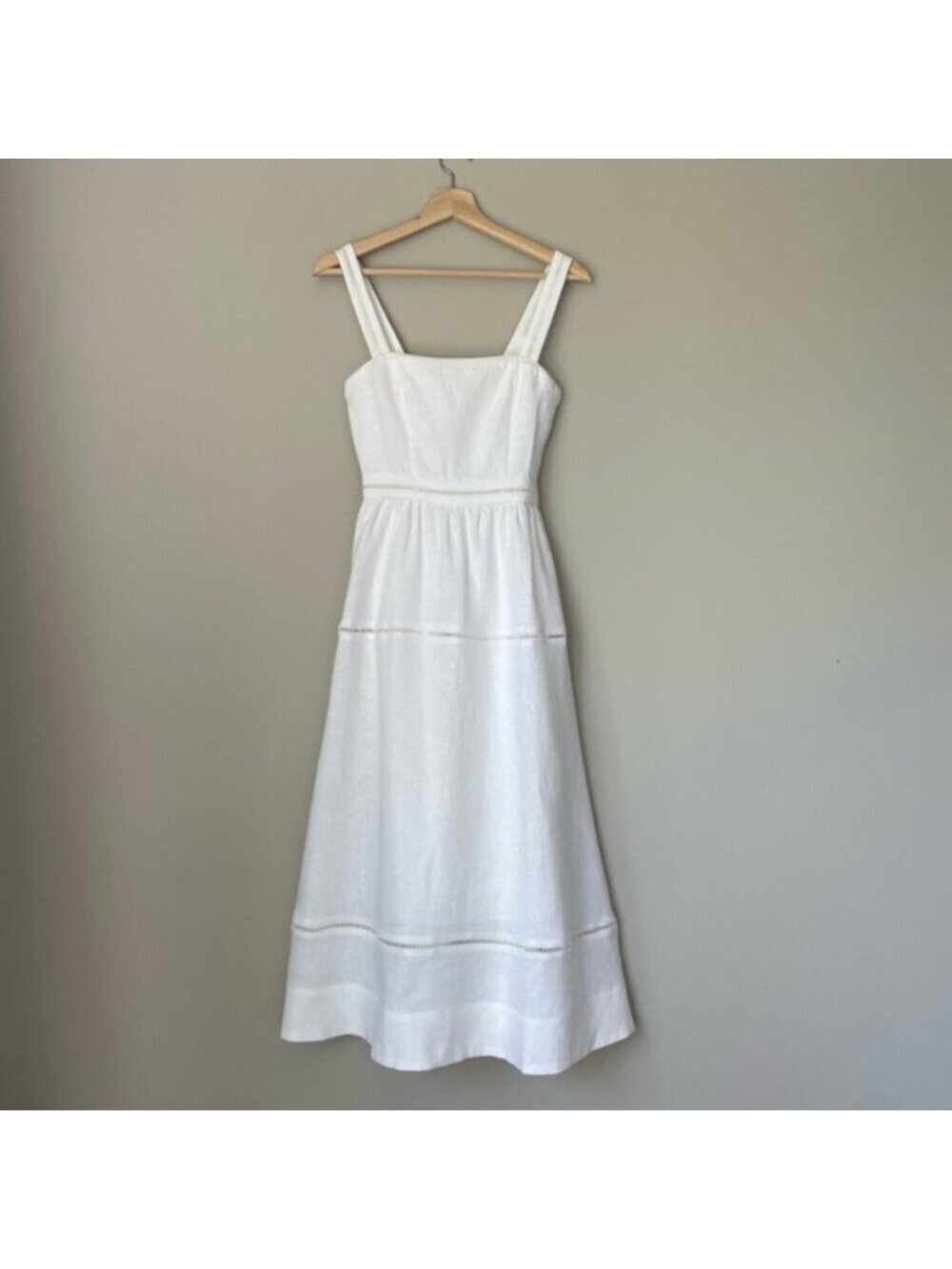 NEW Reformation Everett Linen Midi Dress White | US 4 UK 8 - Picture 7 of 16